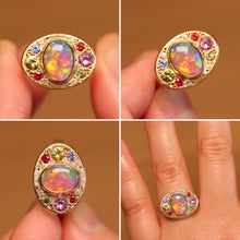 Load image into Gallery viewer, Fruity Halo Crystal Opal Ring - 18k Gold