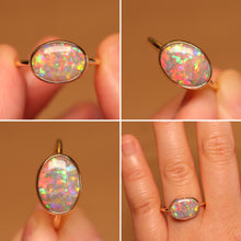 Load image into Gallery viewer, Floral Pattern Gem Crystal Opal Ring - 18k Gold