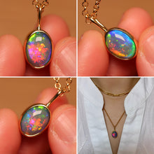 Load image into Gallery viewer, Pink Nebula Crystal Opal Pendant - 18k Gold