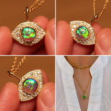 Load image into Gallery viewer, Pave Third Eye Crystal Opal Pendant with Diamonds - 18k Gold
