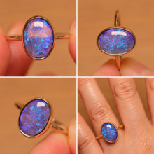 Load image into Gallery viewer, Purple Blue Crystal Opal Ring (3.50ct) - 9k Gold