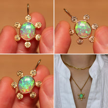 Load image into Gallery viewer, Starseed Circle Green Crystal Opal Pendant with Sapphires - 18k Gold
