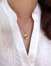 Load image into Gallery viewer, Sunray Multi-coloured Halo Opal Pendant - 18k Gold