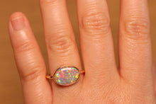 Load image into Gallery viewer, Floral Pattern Gem Crystal Opal Ring - 18k Gold