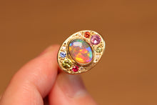 Load image into Gallery viewer, Fruity Halo Crystal Opal Ring - 18k Gold