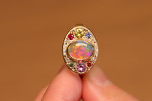 Load image into Gallery viewer, Fruity Halo Crystal Opal Ring - 18k Gold