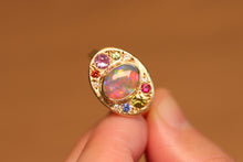 Load image into Gallery viewer, Fruity Halo Crystal Opal Ring - 18k Gold