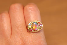 Load image into Gallery viewer, Fruity Halo Crystal Opal Ring - 18k Gold