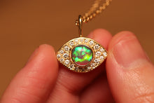 Load image into Gallery viewer, Pave Third Eye Crystal Opal Pendant with Diamonds - 18k Gold