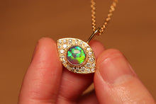 Load image into Gallery viewer, Pave Third Eye Crystal Opal Pendant with Diamonds - 18k Gold