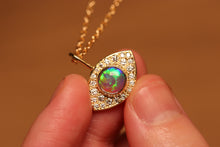 Load image into Gallery viewer, Pave Third Eye Crystal Opal Pendant with Diamonds - 18k Gold