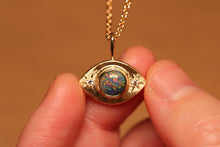 Load image into Gallery viewer, Third Eye Pinfire Black Opal Pendant with Diamonds - 18k Gold