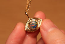 Load image into Gallery viewer, Third Eye Pinfire Black Opal Pendant with Diamonds - 18k Gold