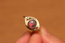 Load image into Gallery viewer, Third Eye Flashy Dark Crystal Opal Ring with Sapphires - 18k Gold