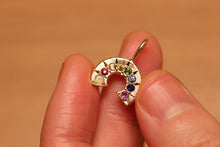 Load image into Gallery viewer, Rainbow Bridge Charm with Sapphires & Opal - 18k Gold