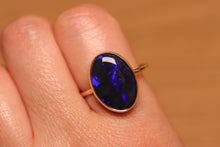 Load image into Gallery viewer, Deep Blue Black Opal Ring (6.75ct) - 9k Gold