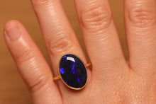 Load image into Gallery viewer, Deep Blue Black Opal Ring (6.75ct) - 9k Gold