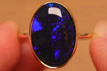 Load image into Gallery viewer, Deep Blue Black Opal Ring (6.75ct) - 9k Gold