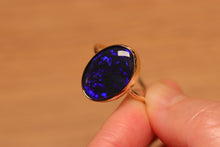 Load image into Gallery viewer, Deep Blue Black Opal Ring (6.75ct) - 9k Gold