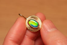 Load image into Gallery viewer, Golden Fire Black Opal Pendant - 18k Gold