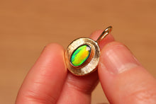 Load image into Gallery viewer, Golden Fire Black Opal Pendant - 18k Gold