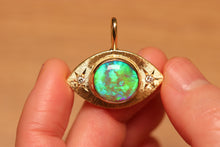 Load image into Gallery viewer, Third Eye Green Crystal Opal Pendant with Diamonds - 18k Gold