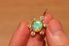 Load image into Gallery viewer, Starseed Circle Green Crystal Opal Pendant with Sapphires - 18k Gold