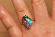 Load image into Gallery viewer, Elegant Red Stripes Boulder Opal Ring - 18k Rose Gold