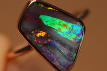 Load image into Gallery viewer, Elegant Red Stripes Boulder Opal Ring - 18k Rose Gold
