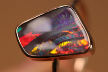 Load image into Gallery viewer, Elegant Red Stripes Boulder Opal Ring - 18k Rose Gold