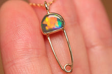Load image into Gallery viewer, Opal Safety Pin Pendant #2 - 9k Gold