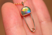 Load image into Gallery viewer, Opal Safety Pin Pendant #2 - 9k Gold