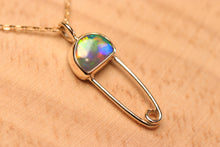 Load image into Gallery viewer, Opal Safety Pin Pendant #2 - 9k Gold
