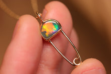 Load image into Gallery viewer, Opal Safety Pin Pendant #2 - 9k Gold