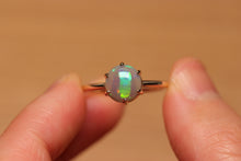 Load image into Gallery viewer, Cats Eye Green Crystal Prong Set Opal Ring - 9k Gold