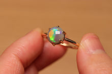 Load image into Gallery viewer, Cats Eye Green Crystal Prong Set Opal Ring - 9k Gold