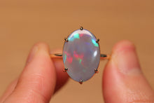 Load image into Gallery viewer, Broad Pattern Dark Opal Prong Set Ring - 9k Gold