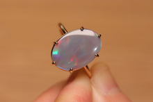 Load image into Gallery viewer, Broad Pattern Dark Opal Prong Set Ring - 9k Gold