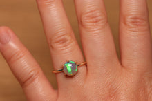 Load image into Gallery viewer, Cats Eye Green Crystal Prong Set Opal Ring - 9k Gold
