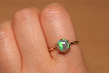 Load image into Gallery viewer, Cats Eye Green Crystal Prong Set Opal Ring - 9k Gold