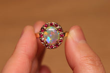 Load image into Gallery viewer, Crystal Opal Halo Ring - 18k Gold