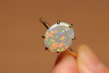 Load image into Gallery viewer, Confetti Pastel Opal Prong Set Ring - 9k Gold