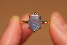 Load image into Gallery viewer, Dark Opal Prong Set Ring - 9k Gold