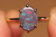 Load image into Gallery viewer, Dark Opal Prong Set Ring - 9k Gold