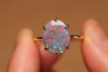 Load image into Gallery viewer, Dark Opal Prong Set Ring - 9k Gold