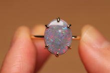 Load image into Gallery viewer, Dark Opal Prong Set Ring - 9k Gold
