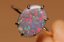 Load image into Gallery viewer, Dark Opal Prong Set Ring - 9k Gold