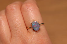Load image into Gallery viewer, Dark Opal Prong Set Ring - 9k Gold
