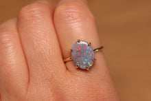 Load image into Gallery viewer, Dark Opal Prong Set Ring - 9k Gold