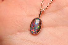 Load image into Gallery viewer, Multi-coloured Pipe Opal Pendant - 9k Rose Gold